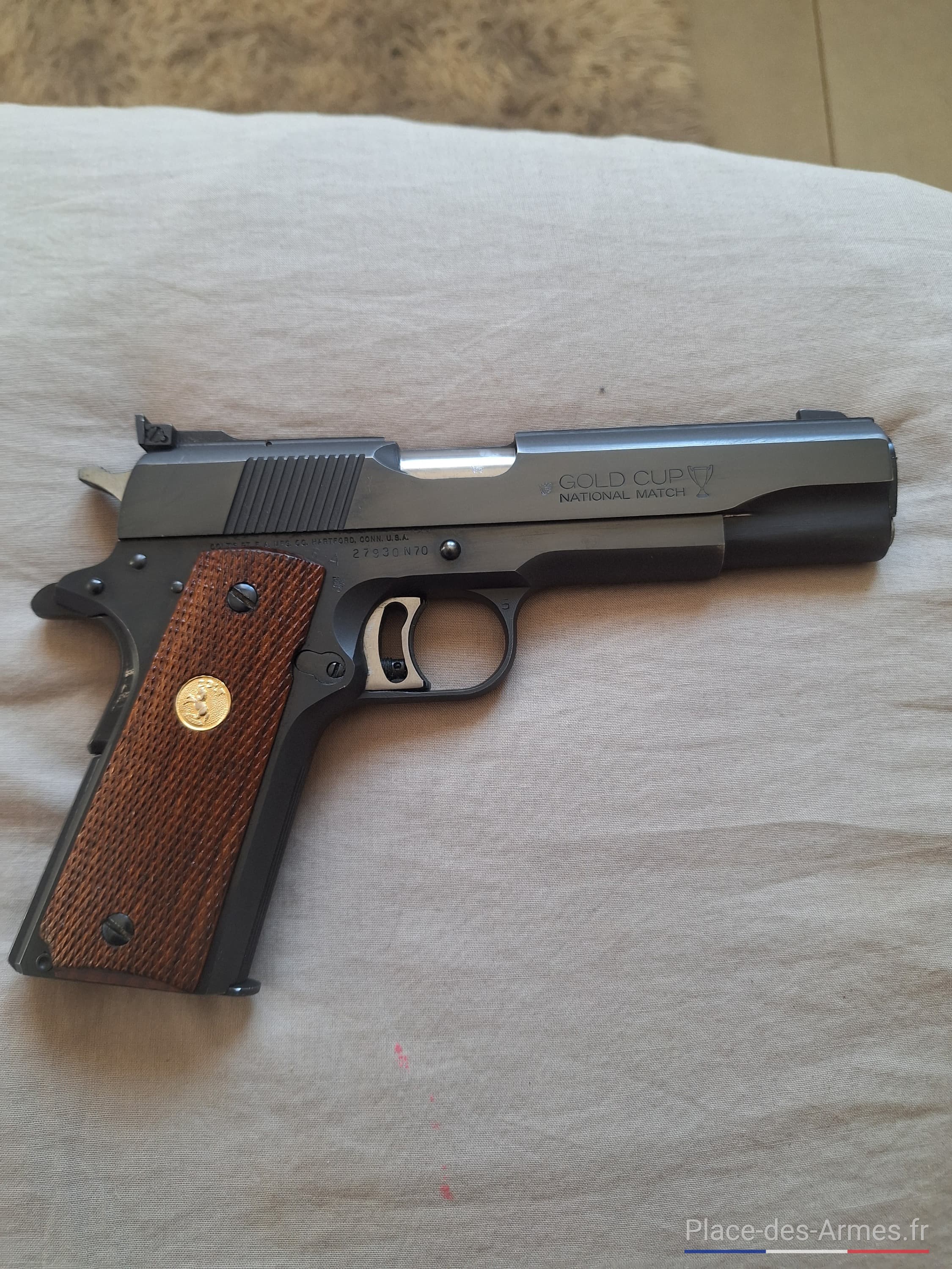 Colt 1911 gold cup national match serie 70 finition blued